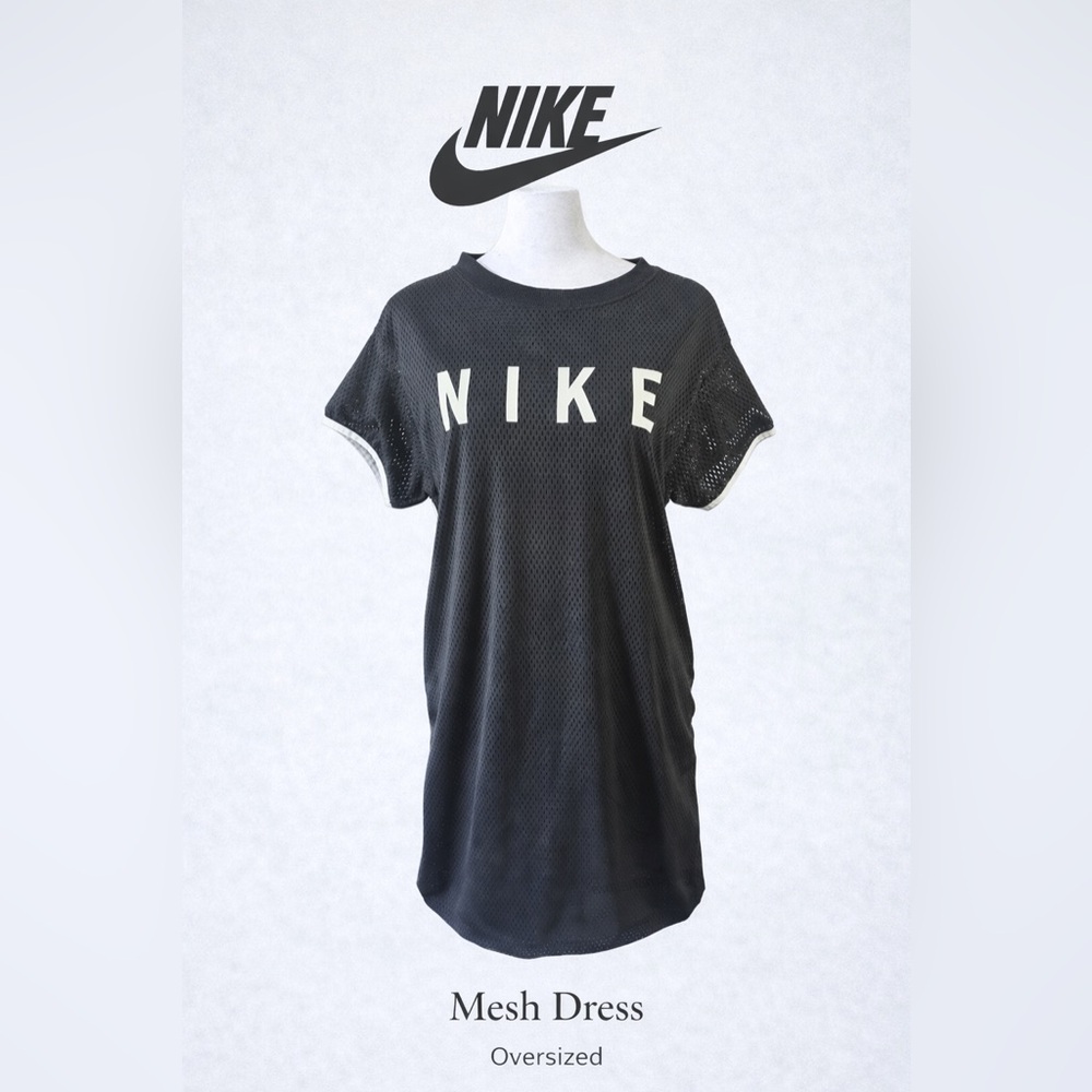 Nike Mesh Tee Dress XS Black Oversized Athletic Streetwear Tunic